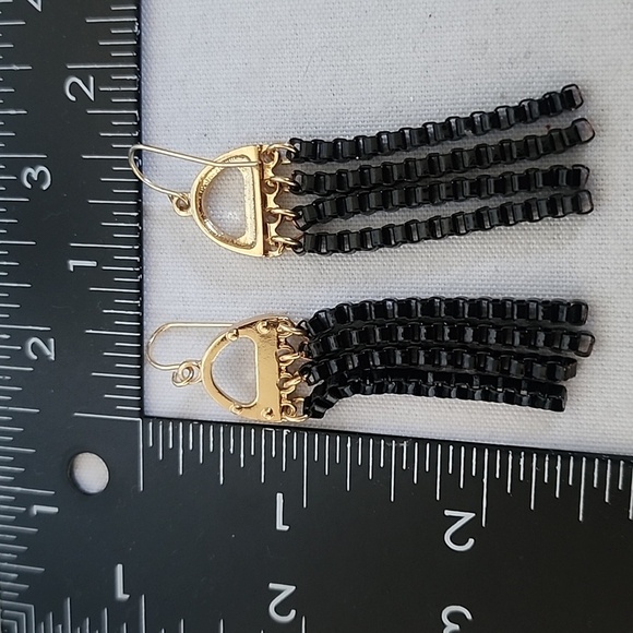 Black and Gold Multi Chain Mesh Necklace And Earrings Set - Picture 11 of 11